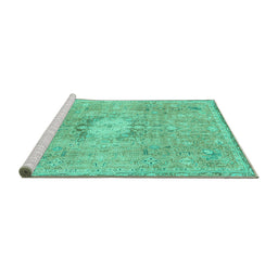 Sideview of Machine Washable Abstract Turquoise Modern Area Rugs, wshabs2119turq