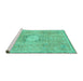 Sideview of Machine Washable Abstract Turquoise Modern Area Rugs, wshabs2119turq