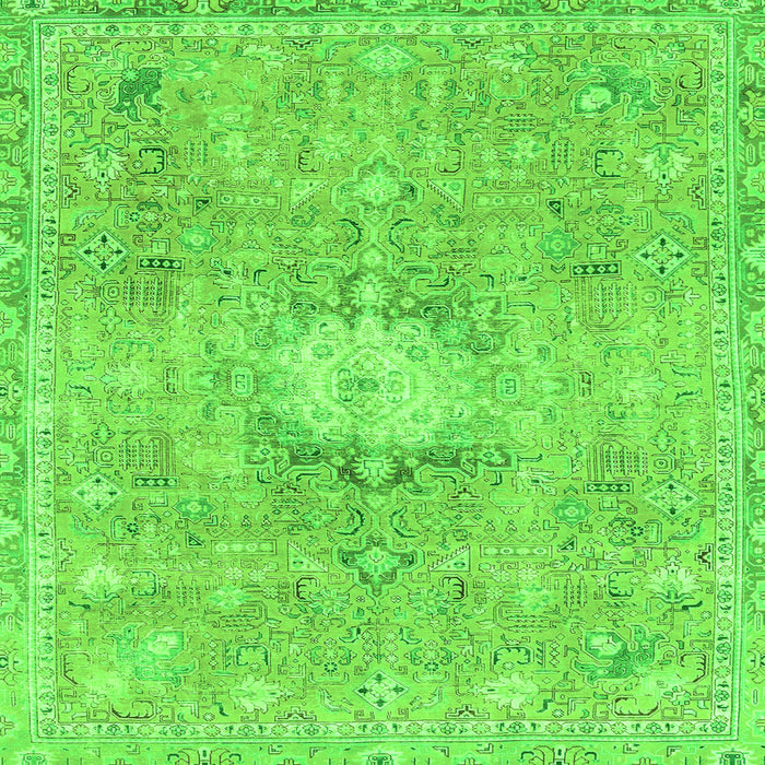 Square Machine Washable Abstract Green Modern Area Rugs, wshabs2119grn