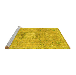 Sideview of Machine Washable Abstract Yellow Modern Rug, wshabs2119yw