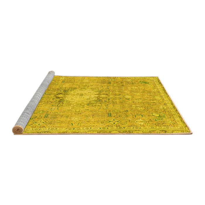 Sideview of Machine Washable Abstract Yellow Modern Rug, wshabs2119yw