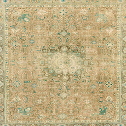 Square Machine Washable Abstract Yellow Rug, wshabs2119