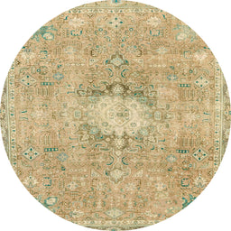 Round Abstract Yellow Modern Rug, abs2119
