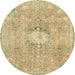 Round Abstract Yellow Modern Rug, abs2119