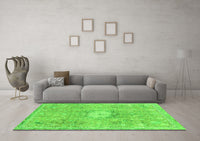 Machine Washable Abstract Green Modern Rug, wshabs2119grn