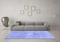 Machine Washable Abstract Blue Modern Rug, wshabs2119blu