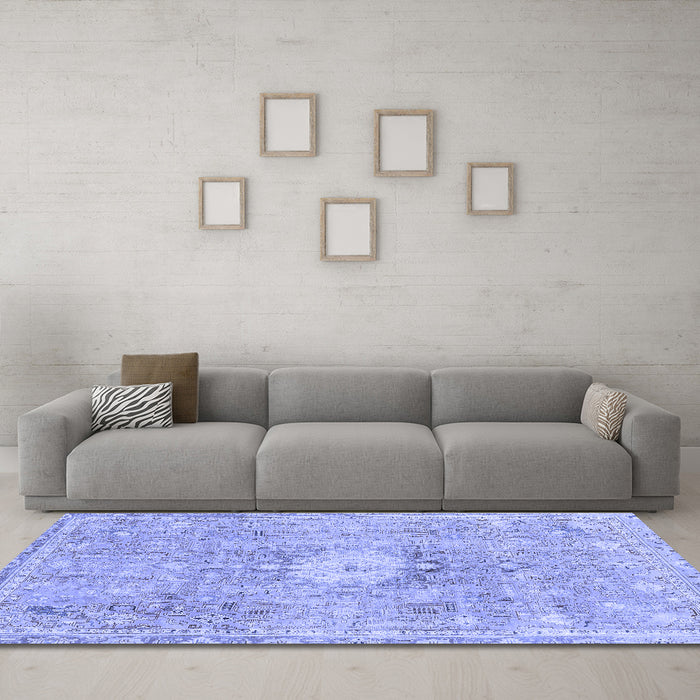Machine Washable Abstract Blue Modern Rug in a Living Room, wshabs2119blu