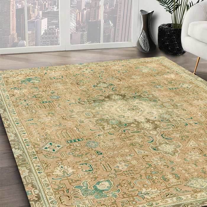 Machine Washable Abstract Yellow Rug in a Family Room, wshabs2119