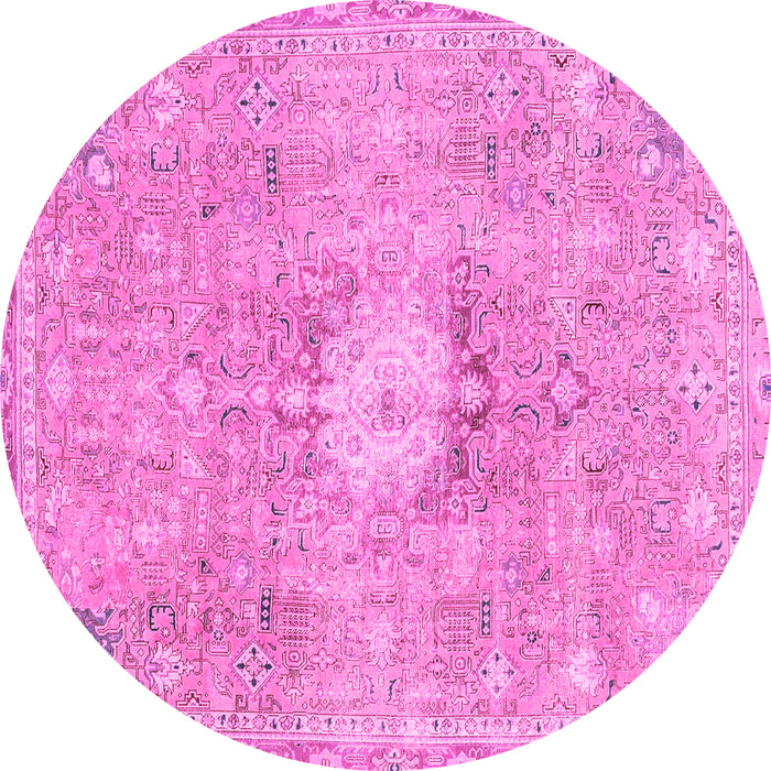 Round Abstract Pink Modern Rug, abs2119pnk