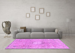 Machine Washable Abstract Purple Modern Area Rugs in a Living Room, wshabs2119pur