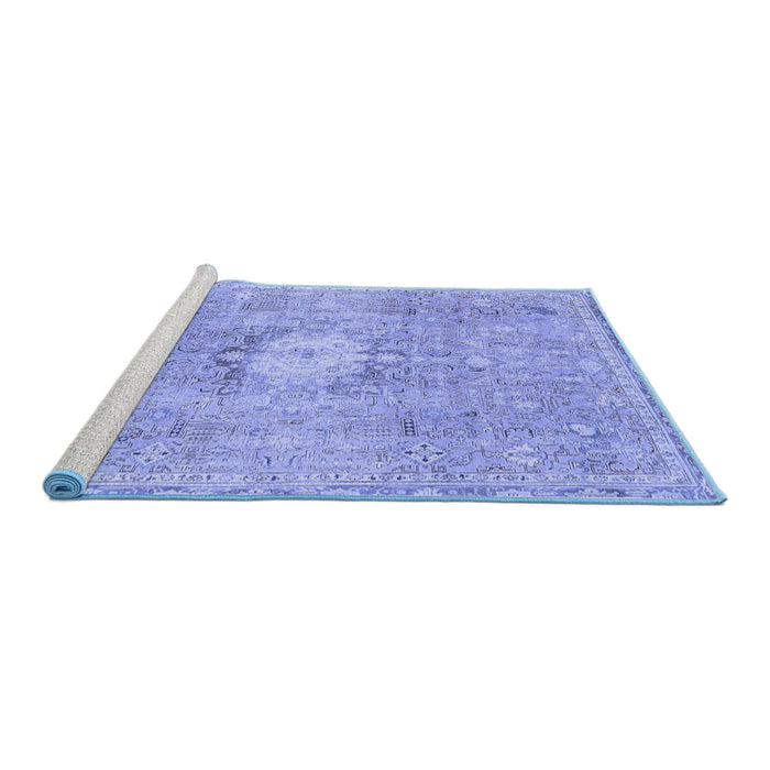 Sideview of Machine Washable Abstract Blue Modern Rug, wshabs2119blu