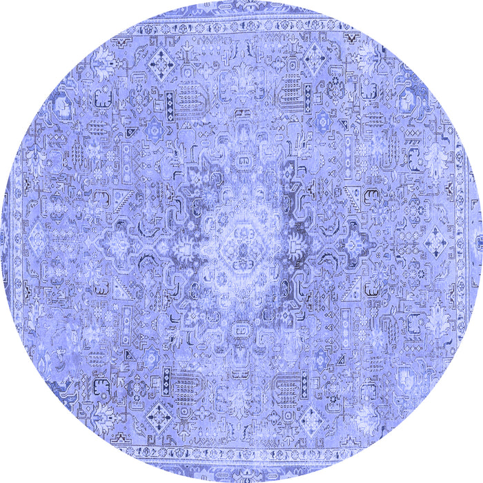 Round Abstract Blue Modern Rug, abs2119blu