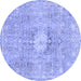 Round Abstract Blue Modern Rug, abs2119blu