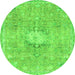 Round Abstract Green Modern Rug, abs2119grn