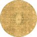 Round Abstract Brown Modern Rug, abs2119brn