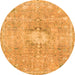 Round Machine Washable Abstract Orange Modern Area Rugs, wshabs2119org