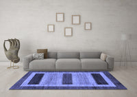 Machine Washable Abstract Blue Modern Rug, wshabs211blu