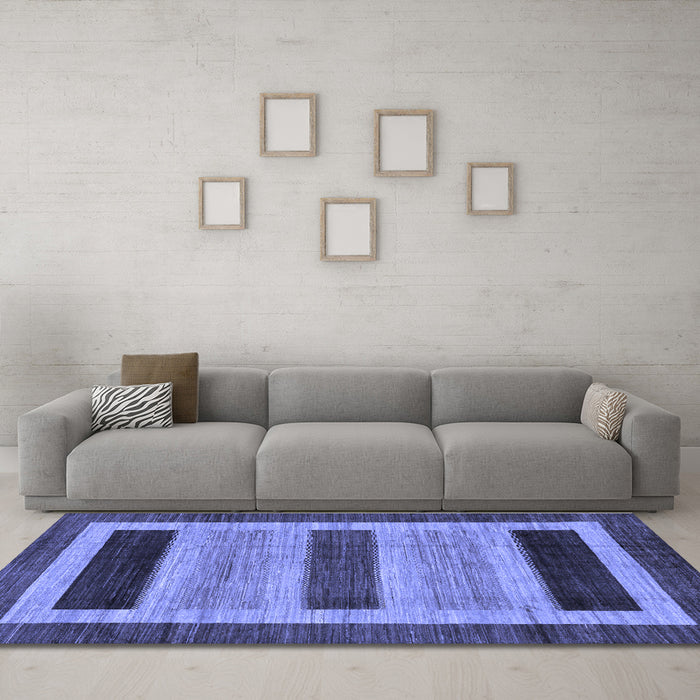 Machine Washable Abstract Blue Modern Rug in a Living Room, wshabs211blu