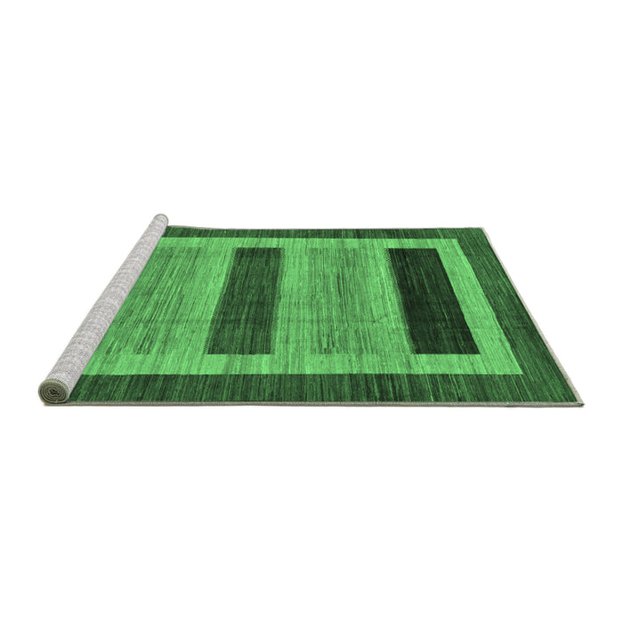 Sideview of Machine Washable Abstract Emerald Green Modern Area Rugs, wshabs211emgrn