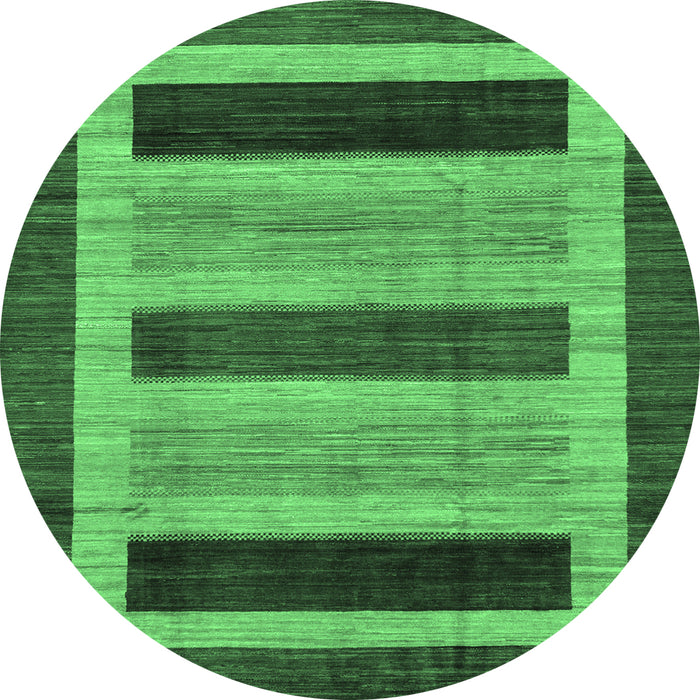 Round Abstract Emerald Green Modern Rug, abs211emgrn