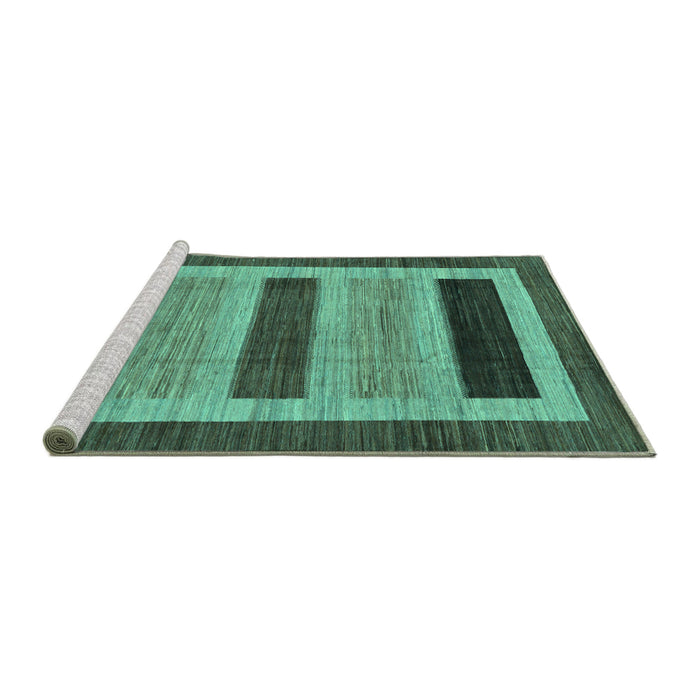 Sideview of Machine Washable Abstract Turquoise Modern Area Rugs, wshabs211turq