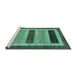 Sideview of Machine Washable Abstract Turquoise Modern Area Rugs, wshabs211turq