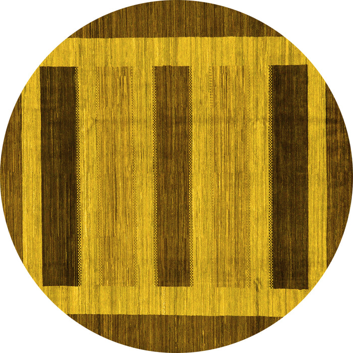 Round Machine Washable Abstract Yellow Modern Rug, wshabs211yw