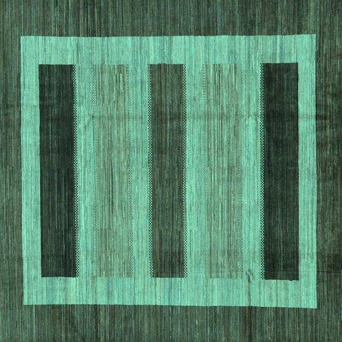 Square Machine Washable Abstract Turquoise Modern Area Rugs, wshabs211turq