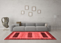 Machine Washable Abstract Red Modern Rug, wshabs211red