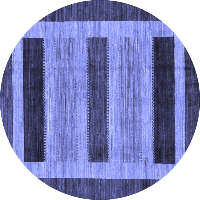 Round Machine Washable Abstract Blue Modern Rug, wshabs211blu