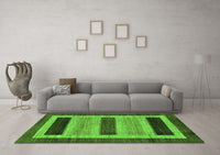 Machine Washable Abstract Green Modern Rug, wshabs211grn