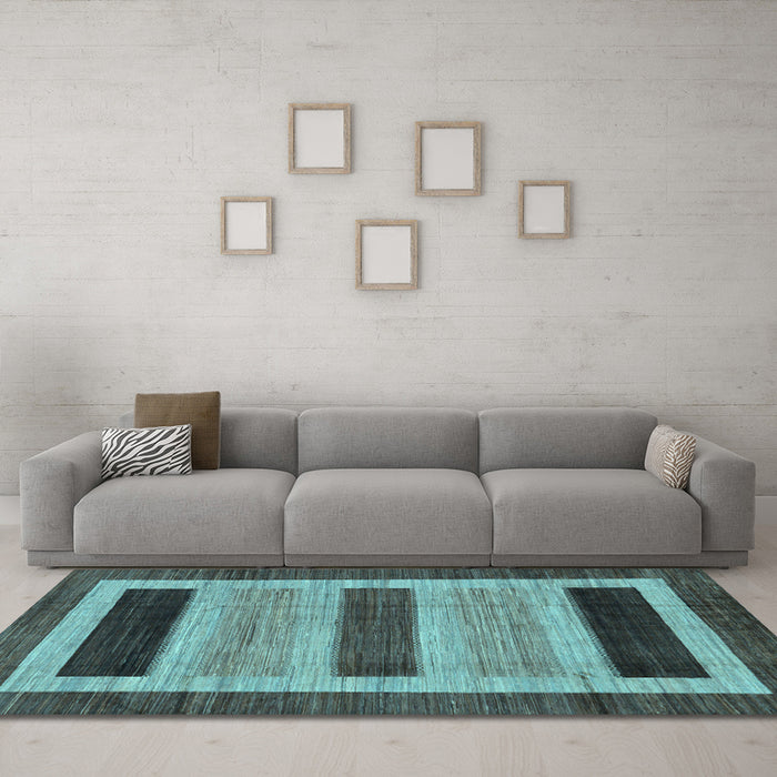 Machine Washable Abstract Light Blue Modern Rug in a Living Room, wshabs211lblu