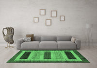 Machine Washable Abstract Emerald Green Modern Rug, wshabs211emgrn