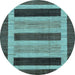 Round Machine Washable Abstract Light Blue Modern Rug, wshabs211lblu