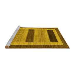Sideview of Machine Washable Abstract Yellow Modern Rug, wshabs211yw