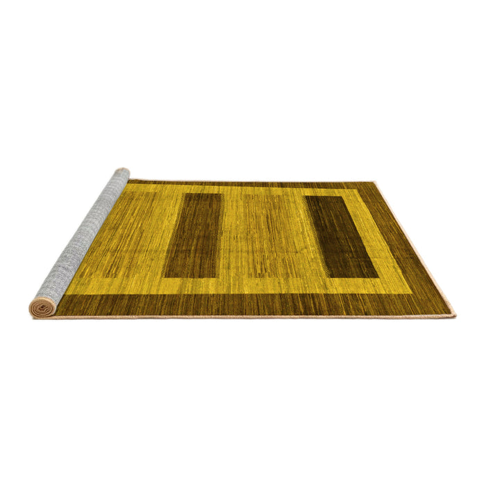 Sideview of Machine Washable Abstract Yellow Modern Rug, wshabs211yw