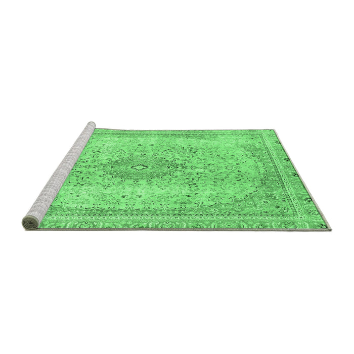 Sideview of Machine Washable Abstract Emerald Green Modern Area Rugs, wshabs2120emgrn