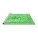 Sideview of Machine Washable Abstract Emerald Green Modern Area Rugs, wshabs2120emgrn