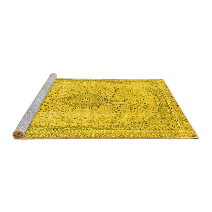 Sideview of Machine Washable Abstract Yellow Modern Rug, wshabs2120yw