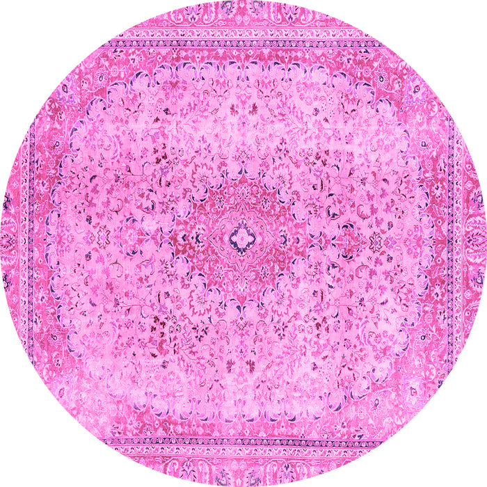 Round Abstract Pink Modern Rug, abs2120pnk
