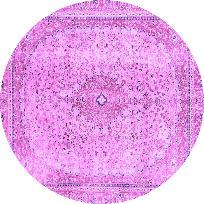 Round Abstract Purple Modern Rug, abs2120pur