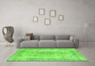 Machine Washable Abstract Green Modern Area Rugs in a Living Room,, wshabs2120grn