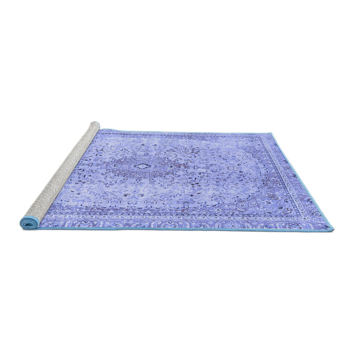 Sideview of Machine Washable Abstract Blue Modern Rug, wshabs2120blu