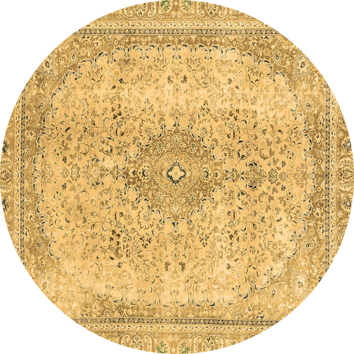 Round Abstract Brown Modern Rug, abs2120brn