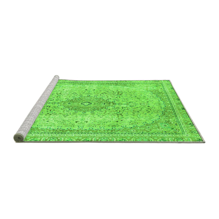 Sideview of Machine Washable Abstract Green Modern Area Rugs, wshabs2120grn