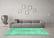 Machine Washable Abstract Turquoise Modern Area Rugs in a Living Room,, wshabs2120turq