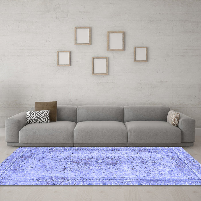Machine Washable Abstract Blue Modern Rug in a Living Room, wshabs2120blu
