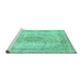 Sideview of Machine Washable Abstract Turquoise Modern Area Rugs, wshabs2120turq