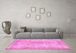 Machine Washable Abstract Pink Modern Rug in a Living Room, wshabs2120pnk