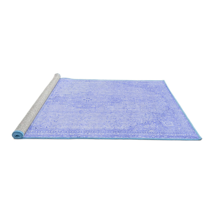 Sideview of Machine Washable Abstract Blue Modern Rug, wshabs2121blu